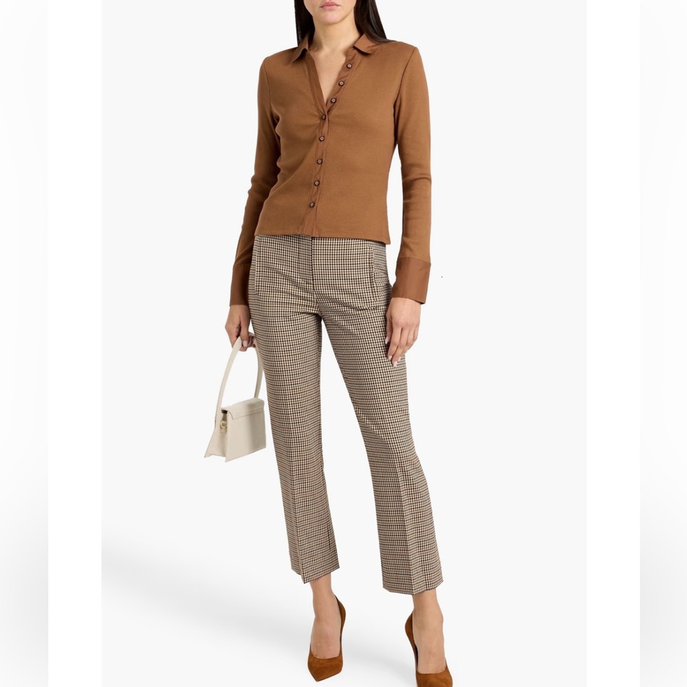 Veronica Beard Dova Houndstooth Wide Cropped Pants